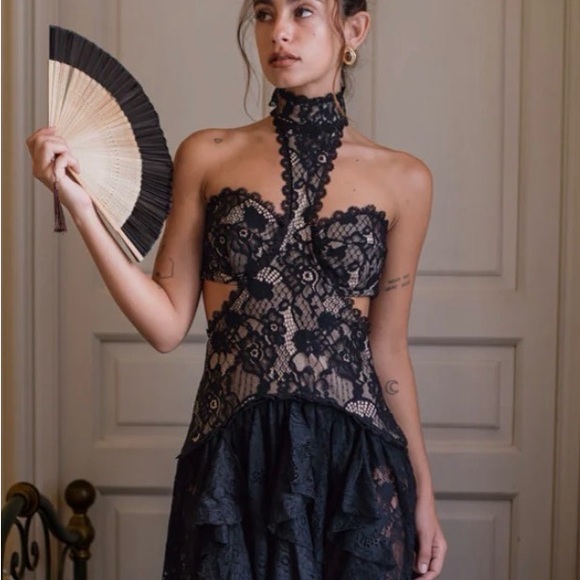 12th Tribe Elegant Black Lace Women's Dress #246 - Picture 9 of 16